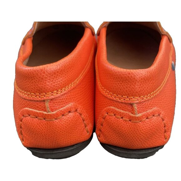 Atlanta Moccasins Shoes Womens Orange Blue Leather Driving Loafer Preppy Mature - Picture 13 of 15